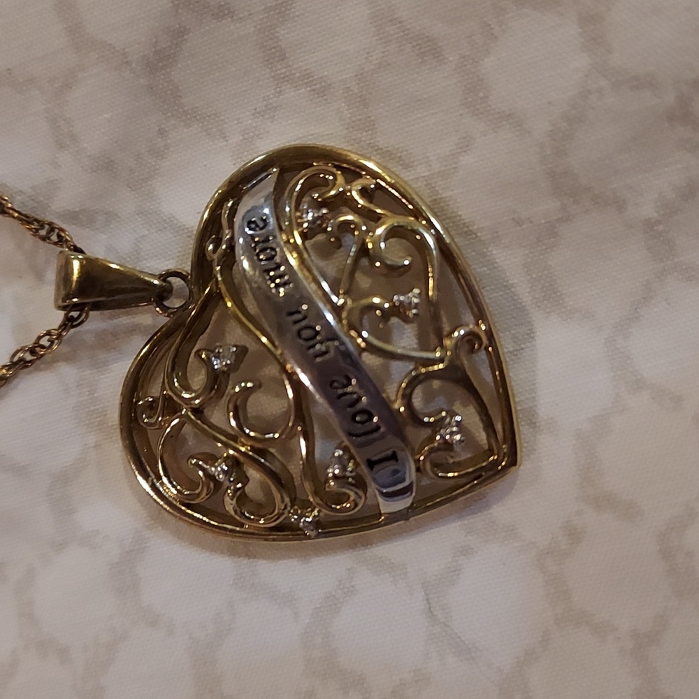 Sterling Silver Gold Plated Heart Necklace on an 18" Chain